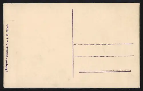 AK Villach, Flusspartie mit Blick in die Alpen