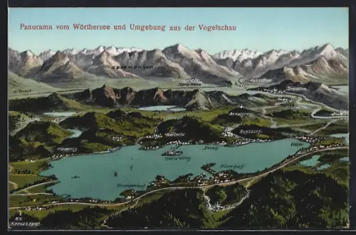 AK Wörthersee, Totalansicht von Kreuzbergl bis Velben