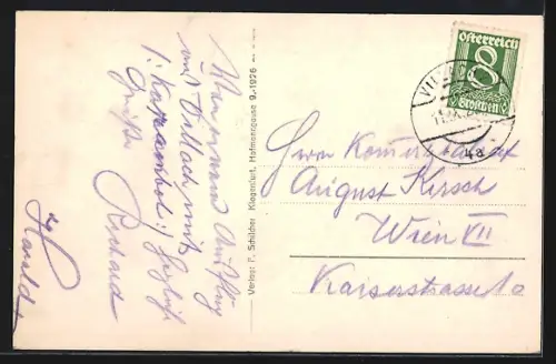 AK Villach, Draupartie mit Brücke, Karawanken