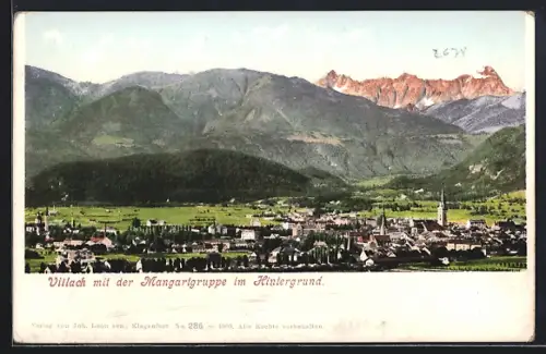 AK Villach, Ortsansicht mit der Mangartgruppe