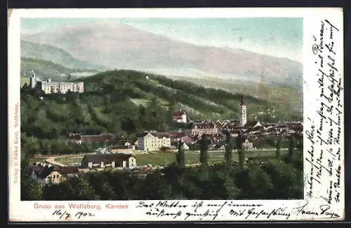 AK Wolfsberg /Kärnten, Ortsansicht mit Kirche