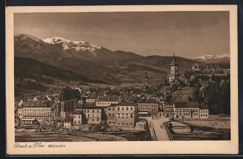AK Bruck a. Mur, Mürzufer mit Blick in die Innenstadt