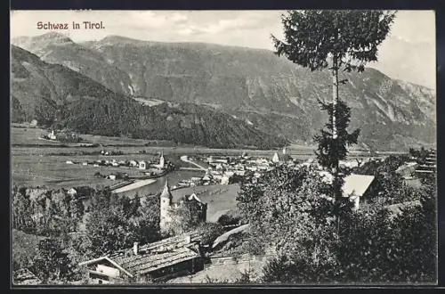 AK Schwaz, Teilansicht mit Kirche