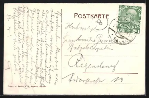 AK Schwaz, Teilansicht mit Kirche