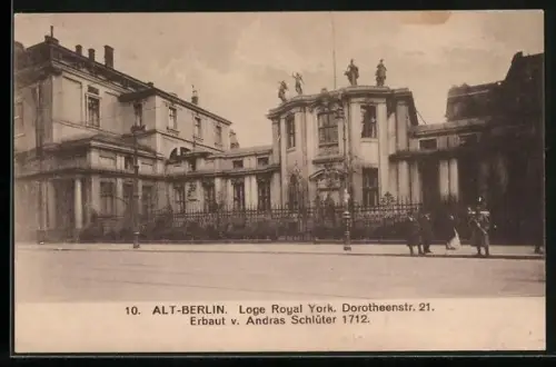 AK Alt-Berlin, Loge Royal York, Dorotheenstr. 21, Freimaurer