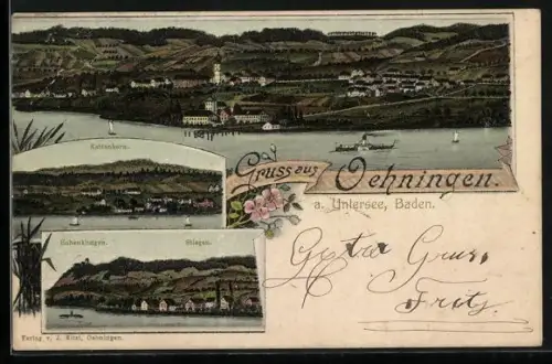 AK Oehningen a. Untersee, Kattenhorn, Hohenklingen, Stiegen, Flusspartie