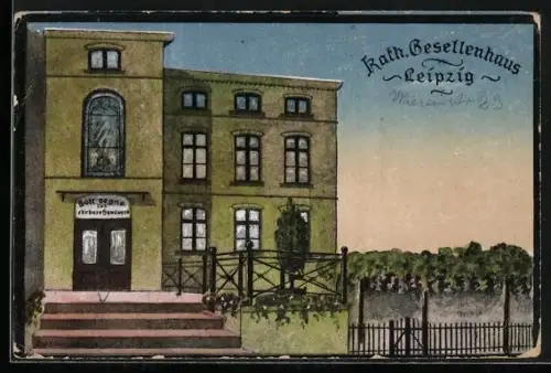 AK Leipzig, Kath. Gesellenhaus in der Wiesenstrasse 23