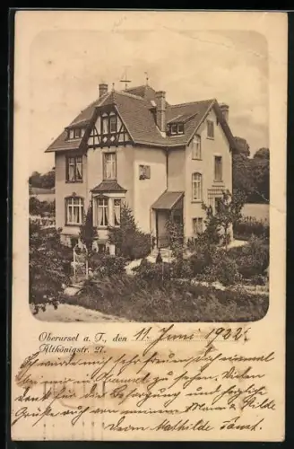 AK Oberursel, Villa in der Altkönigstr. 27, Ansicht mit Garten