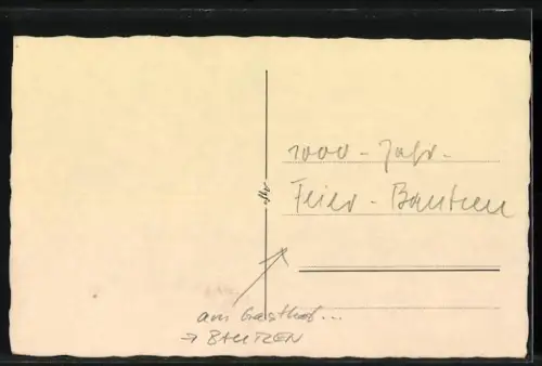 AK Bautzen, 100-Jahr-Feier der Stadt, Gasthof Landsknechtsschänke mit Gruppe in Landsknechtsuniformen