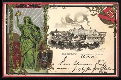 Passepartout-Lithographie Rastatt, Grossherzogl. Schloss