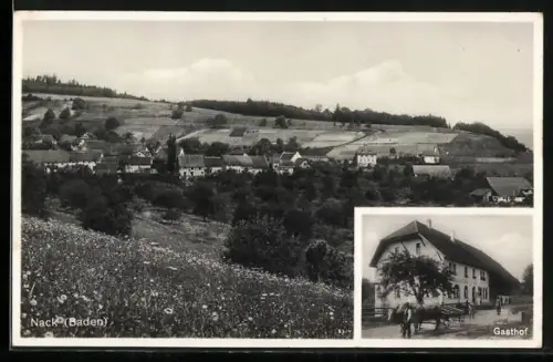 AK Nack /Baden, Gasthof, Ortsansicht aus der Vogelschau
