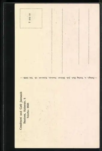 AK Bautzen, Conditorei-Cafe Jannasch, Kaiserstrasse 5, Fassade, Innenansicht