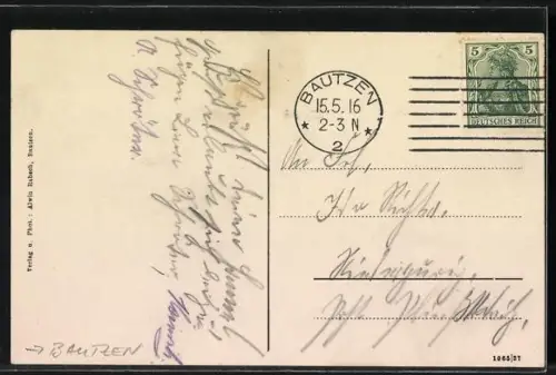 AK Bautzen, Gasthof zu Burk C. Richter, mit Wirtspaar u. Gästen an Aussentischen