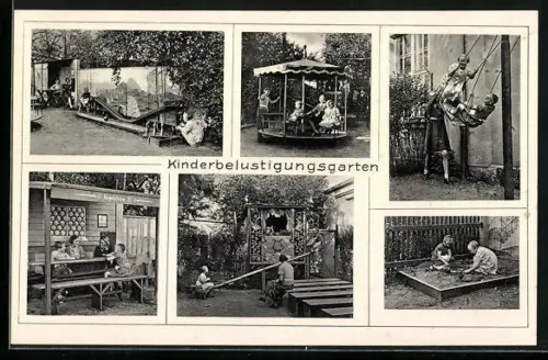 AK Bautzen /Sa., Gasthaus Keglerheim O. Neumann, Kinder-Belustigungsgarten mit Kindern, Sandkasten, Karussell, Wippe