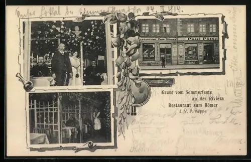 AK Bautzen, Restaurant zum Römer v. J. V. F. Wippe, Sommerfest an der Riviera