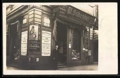 Foto-AK Dresden, Tabakwaren W. Schenker, Georgplatz 1