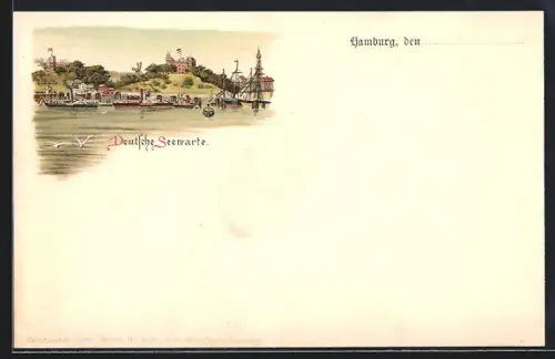 Lithographie Hamburg-St.Pauli, Deutsche Seewarte