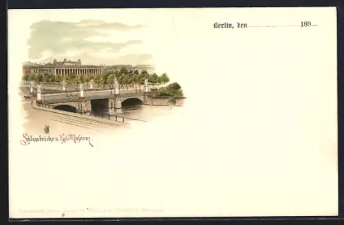 Lithographie Berlin, Schlossbrücke, Königliches Museum