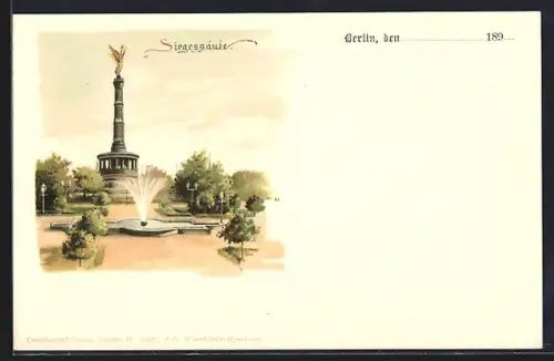 Lithographie Berlin-Tiergarten, Siegessäule