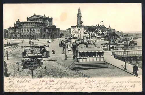 AK Dresden, Theaterplatz, Strassenbahn