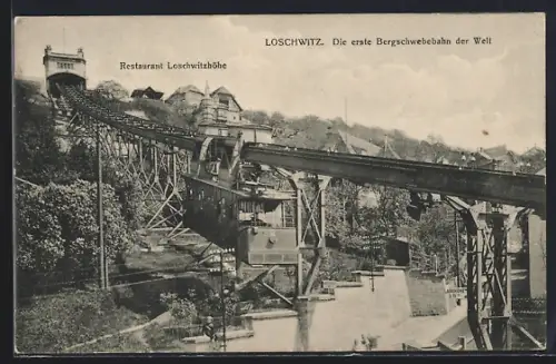 AK Dresden-Loschwitz, Bergschwebebahn, Restaurant Loschwitzhöhe