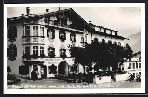 AK Reit i. Winkl, Gasthof und Metzgerei Unterwirt, Bes. Karl Stumbeck