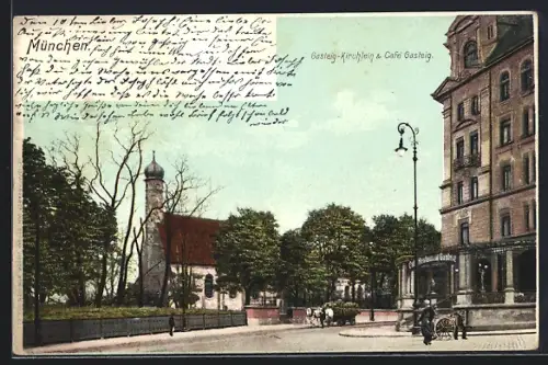 AK München-Haidhausen, Gasteig-Kirchlein, Café Gasteig