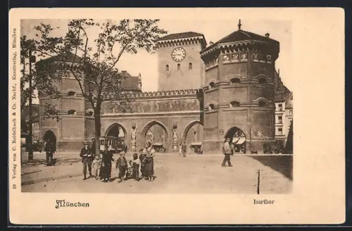 AK München, Isartor mit Strassenbahn