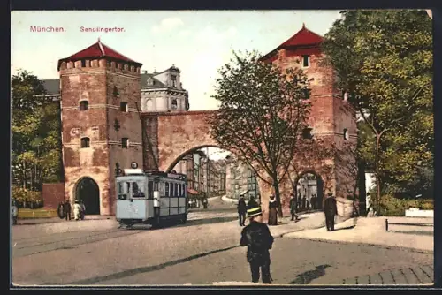 AK München, Sendlinger Tor, Strassenbahn