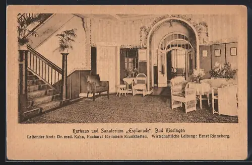 AK Bad Kissingen, Kurhotel und Sanatorium Esplanade, Innenansicht