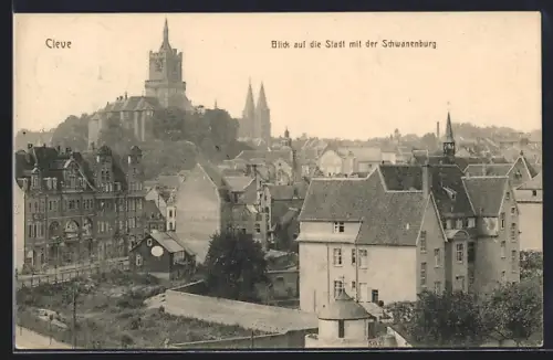 AK Cleve, Blick auf die Stadt mit der Schwanenburg