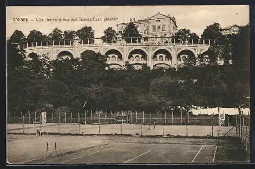 AK Cassel, Villa Henschel von den Tennisplätzen gesehen