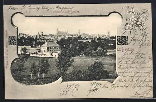 AK Bautzen, Südseite mit Brücke