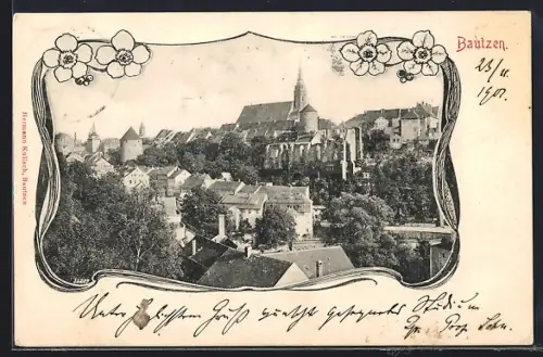 AK Bautzen, Stadtansicht mit Kirche