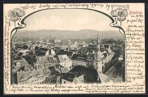 AK Bautzen, Stadtansicht aus der Vogelschau