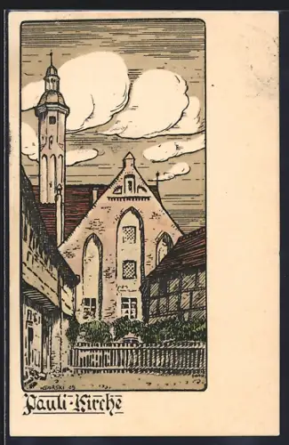 Steindruck-AK Brandenburg /Havel, Pauli-Kirche