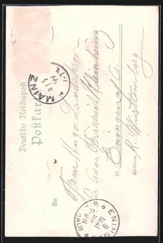 Lithographie Mainz, Central-Bahnhof, Brücke