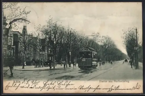 AK Köln-Neustadt, Partie am Sachsenring, Strassenbahn