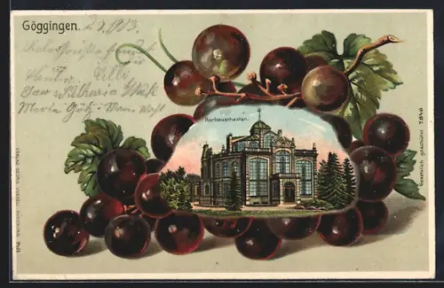 Passepartout-Lithographie Göggingen / Schwaben, Kurhaustheater