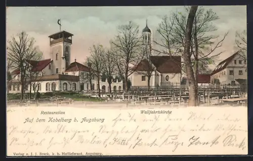 AK Augsburg, Restaurant auf dem Kobelberg, Wallfahrtskirche