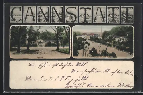 AK Cannstatt, Kursaal, Kuranlagen mit Stadtbad