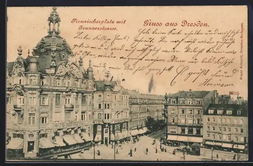 AK Dresden, Pirnaischer Platz mit Grunaerstrasse