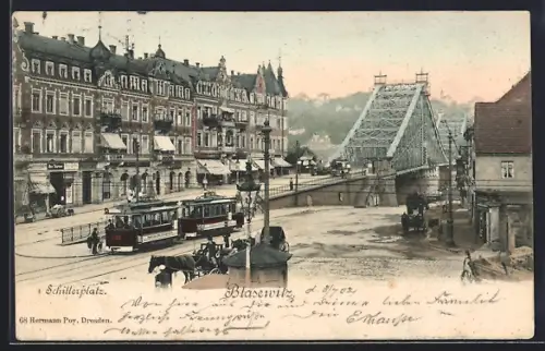 AK Dresden-Blasewitz, Schillerplatz, Strassenbahn
