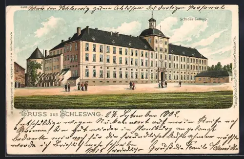Lithographie Schleswig, Schloss Gottorp