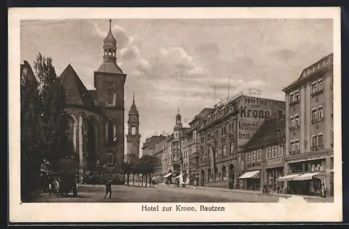 AK Bautzen, Hotel zur Krone, Inh. B. Bommerstein & W. Buchholz