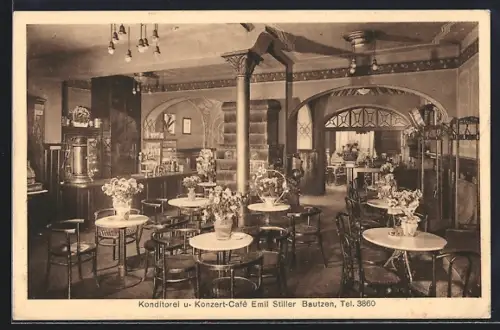 AK Bautzen, Konditorei und Konzert-Café, Bes. Emil Stiller
