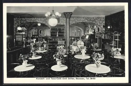 AK Bautzen, Konditorei und Konzert-Café, Bes. Emil Stiller, Innenansicht