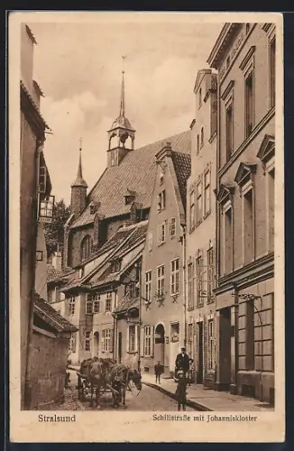AK Stralsund, Schillstrasse mit Johanniskloster
