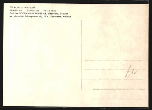 AK Handelsschiff TT Burl S. Watson in Fahrt