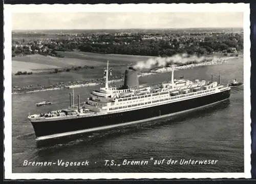 AK Passagierschiff TS Bremen auf der Unterweser